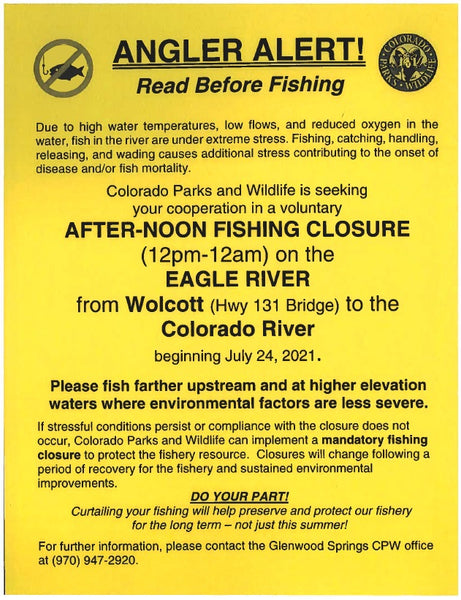 Eagle River Closure Noon - Midnight Wolcott(131 Bridge) and down